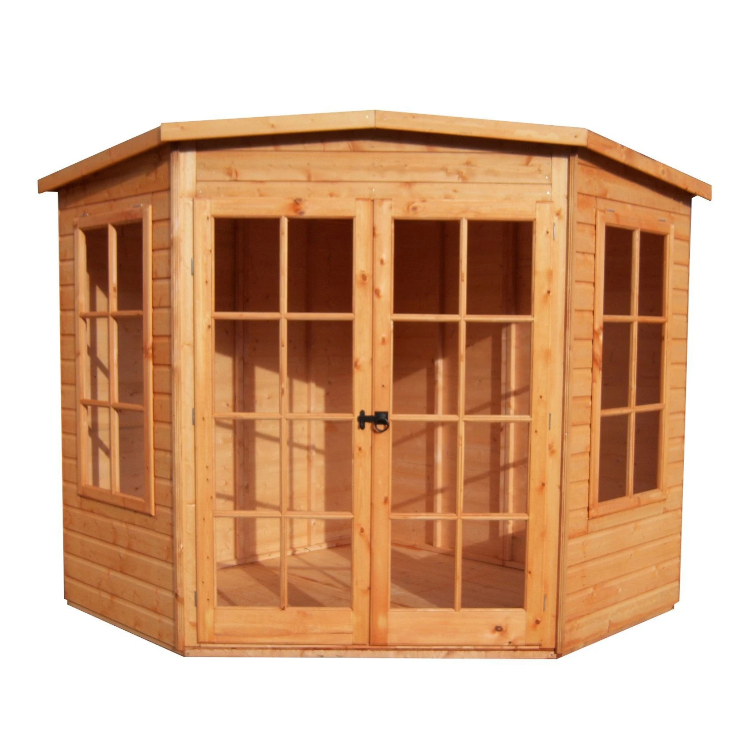Shire Hampton 7x7 Toughened Glass Pent Shiplap Wooden Summer House - Base Not Included 1 Shire Hampton 7x7 Toughened Glass Pent Shiplap Wooden Summer House - Base Not Included