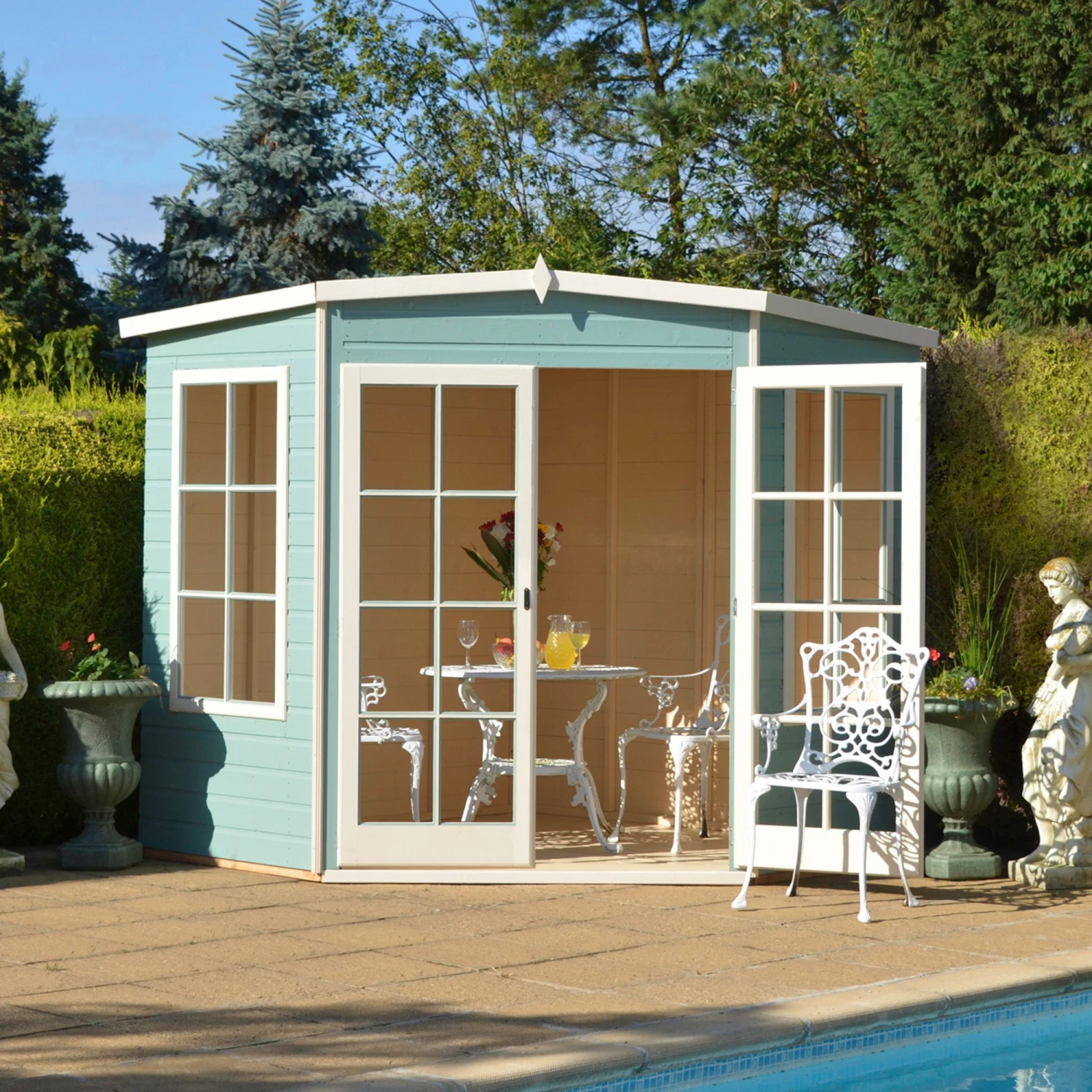 Shire Hampton 7x7 Toughened Glass Pent Shiplap Wooden Summer House - Base Not Included 4 Shire Hampton 7x7 Toughened Glass Pent Shiplap Wooden Summer House - Base Not Included - Image 4