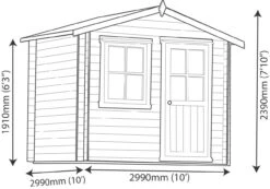 Shire Hartley 10x10 Apex Tongue & Groove Wooden Cabin (Base Included) -Plant Garden World shire hartley 10x10 apex tongue groove wooden cabin base included 5019804198863 03t