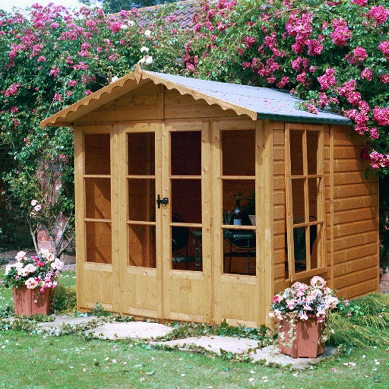 Shire Kensington 7x7 Glass Apex Shiplap Wooden Summer House - Base Not Included 6 Shire Kensington 7x7 Glass Apex Shiplap Wooden Summer House - Base Not Included - Image 6