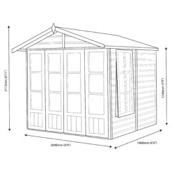 Shire Kensington 7x7 Toughened Glass Apex Shiplap Wooden Summer House - Base Not Included -Plant Garden World shire kensington 7x7 toughened glass apex shiplap wooden summer house base not included5019804111183 03t