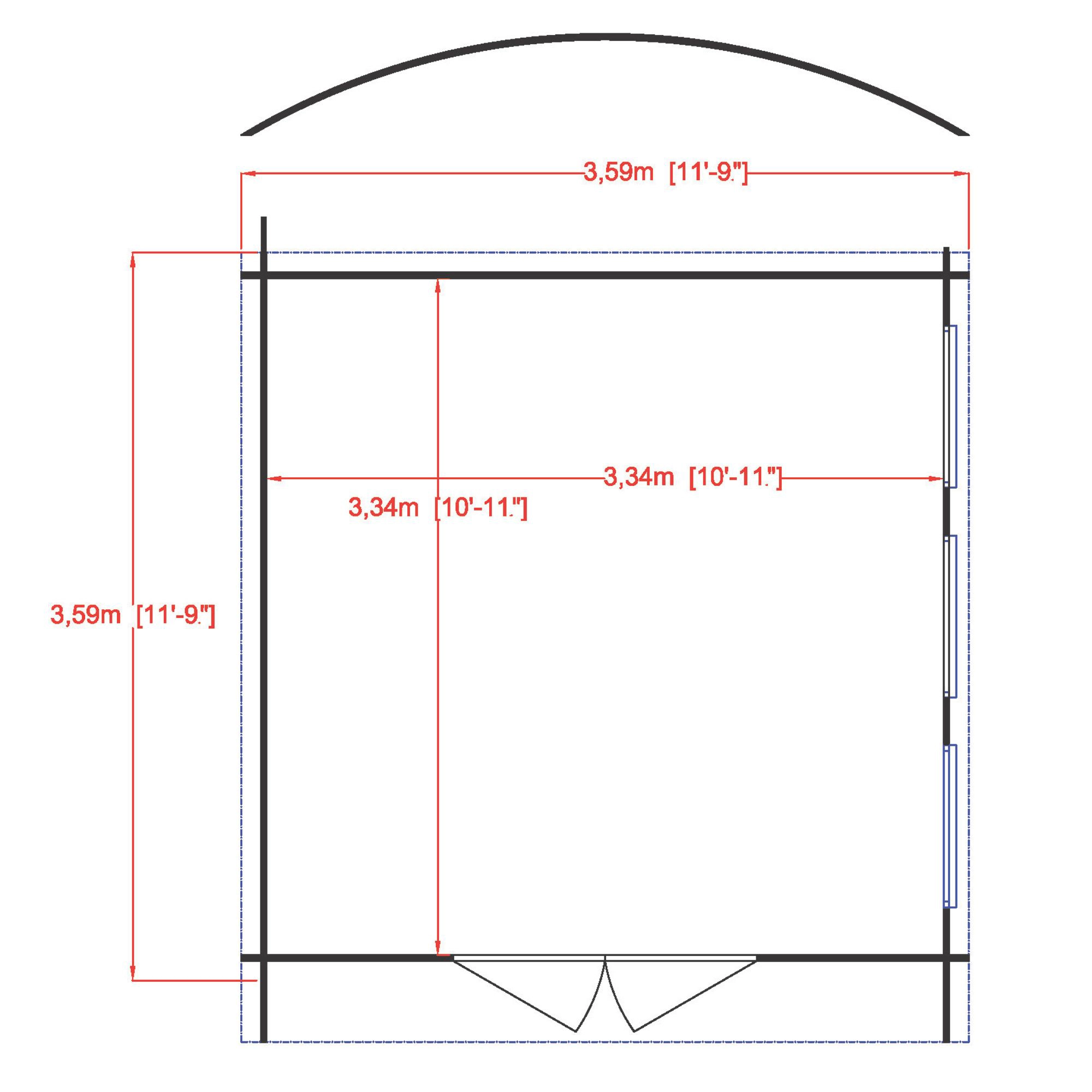 Shire Kilburn 12x12 Ft Toughened Glass Curved Tongue & Groove Wooden Cabin - Assembly Service Included 2 Shire Kilburn 12x12 Ft Toughened Glass Curved Tongue & Groove Wooden Cabin - Assembly Service Included - Image 2