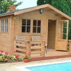 Shire Kinver 14x18 Glass Apex Tongue & Groove Wooden Cabin - Base Not Included -Plant Garden World shire kinver 14x18 glass apex tongue groove wooden cabin base not included5019804114399 03i bq