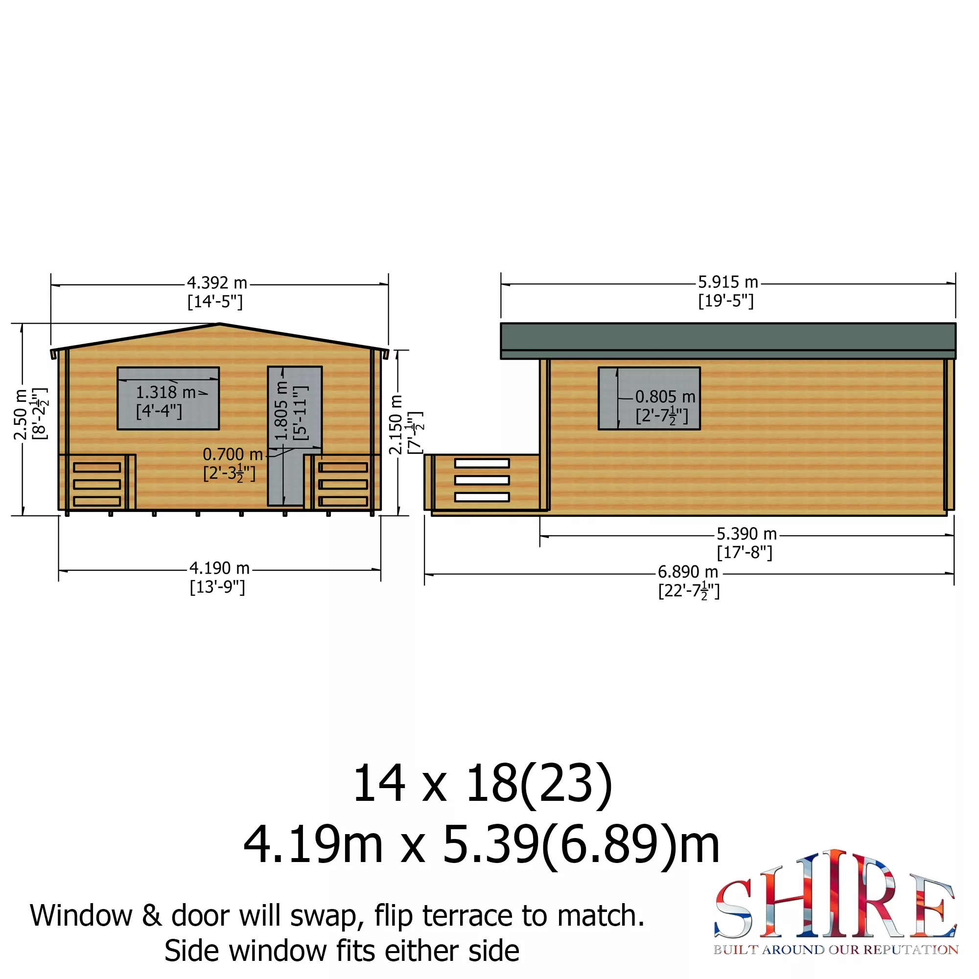 Shire Kinver 14x18 Toughened Glass Apex Tongue & Groove Wooden Cabin - Base Not Included 5 Shire Kinver 14x18 Toughened Glass Apex Tongue & Groove Wooden Cabin - Base Not Included - Image 5