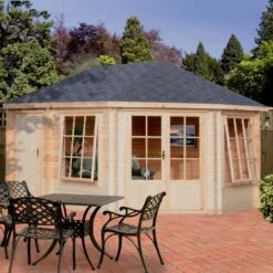 Shire Leygrove 14x10 Glass Apex Tongue & Groove Wooden Cabin - Base Not Included -Plant Garden World shire leygrove 14x10 glass apex tongue groove wooden cabin base not included5019804251483 02i bq