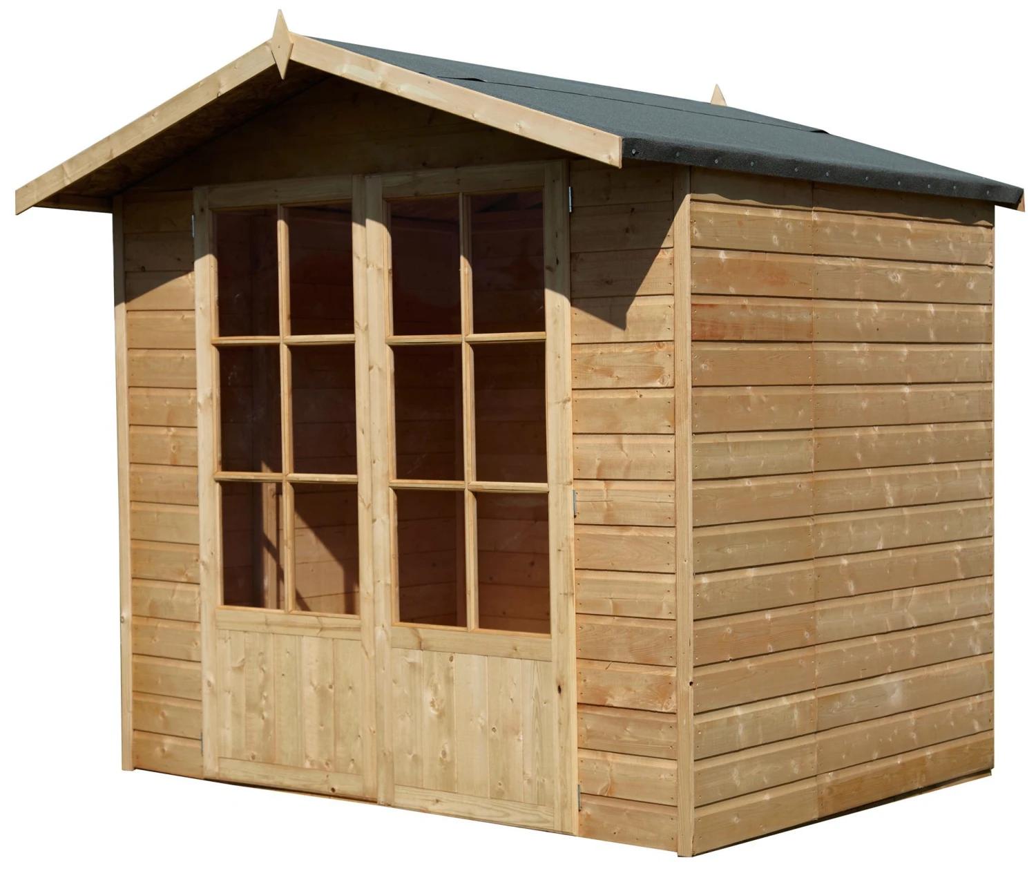 Shire Lumley 7x5 Toughened Glass Apex Shiplap Wooden Summer House - Base Not Included 1 Shire Lumley 7x5 Toughened Glass Apex Shiplap Wooden Summer House - Base Not Included