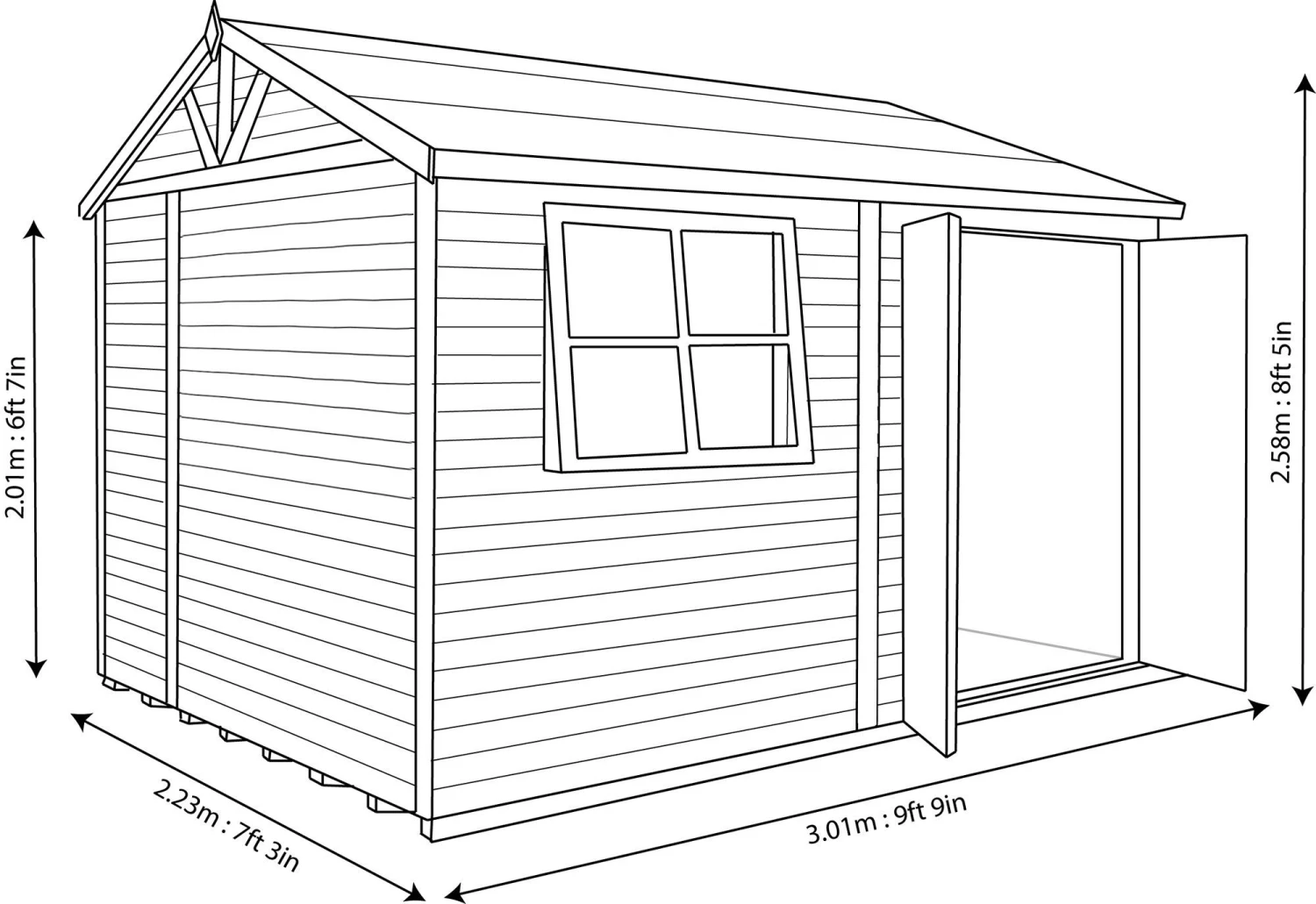Shire Mammoth 10x7 Glass Apex Wooden Workshop - Base Not Included 4 Shire Mammoth 10x7 Glass Apex Wooden Workshop - Base Not Included - Image 4