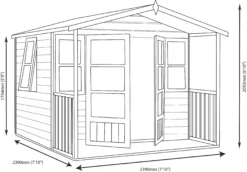 Shire Milton 8x9 Glass Apex Shiplap Wooden Summer House - Base Not Included -Plant Garden World shire milton 8x9 glass apex shiplap wooden summer house base not included5019804124800 03t