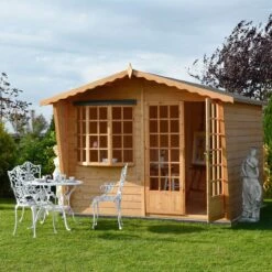 Shire Sandringham 10x8 Glass Apex Shiplap Wooden Summer House - Base Not Included -Plant Garden World shire sandringham 10x8 glass apex shiplap wooden summer house base not included5019804891443 01i bq