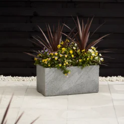 Verve Abava Grey Terrazzo Rectangular Planter -Plant Garden World verve abava grey terrazzo rectangular planter5059340327860 01i