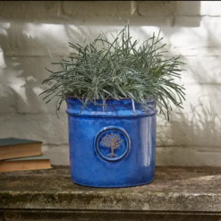 Verve Barcău Blue Ceramic Round Plant Pot (Dia)20cm -Plant Garden World verve barcau blue ceramic round plant pot dia 20cm5059340327754 01i