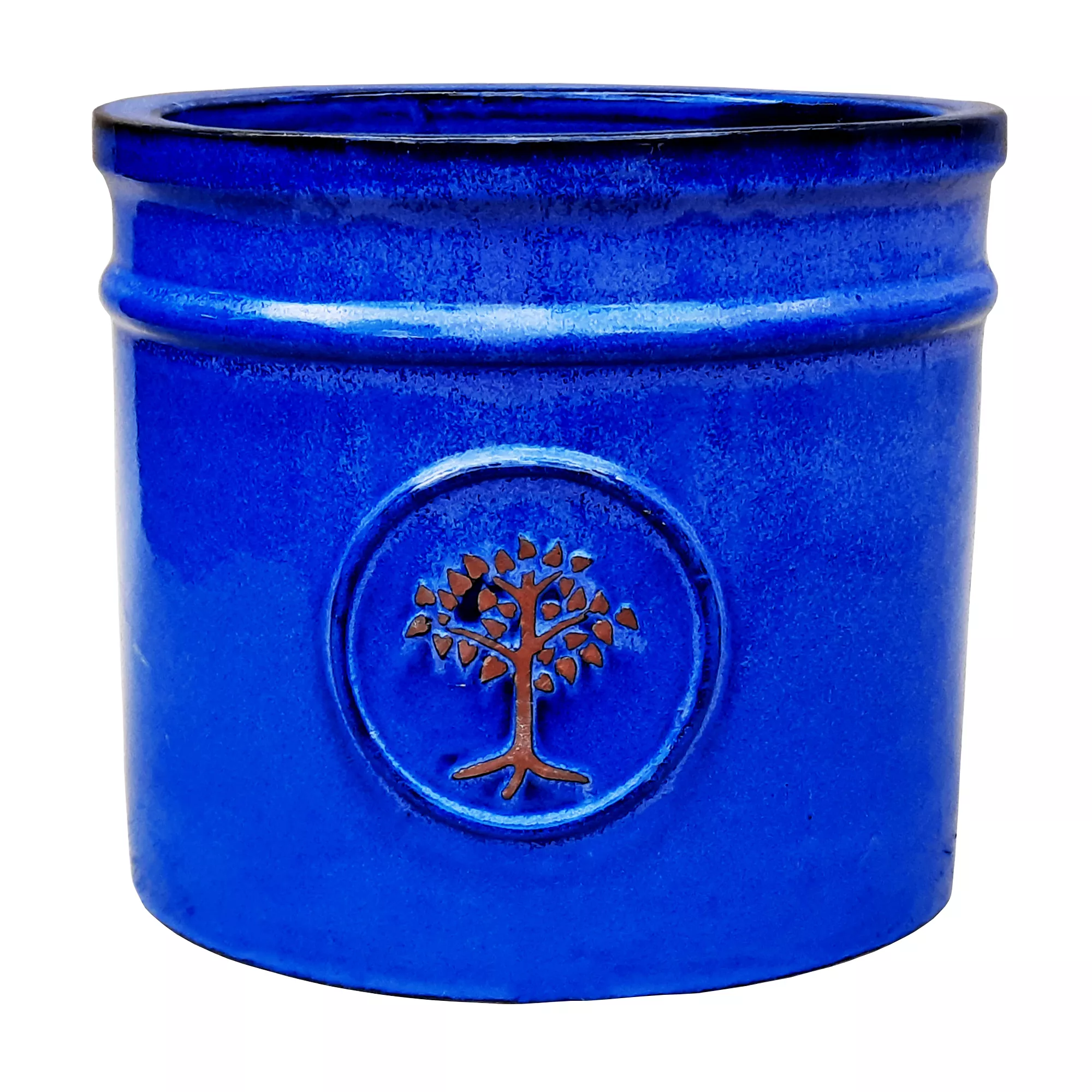 Verve Barcău Blue Ceramic Round Plant Pot (Dia)38cm 1 Verve Barcău Blue Ceramic Round Plant Pot (Dia)38cm