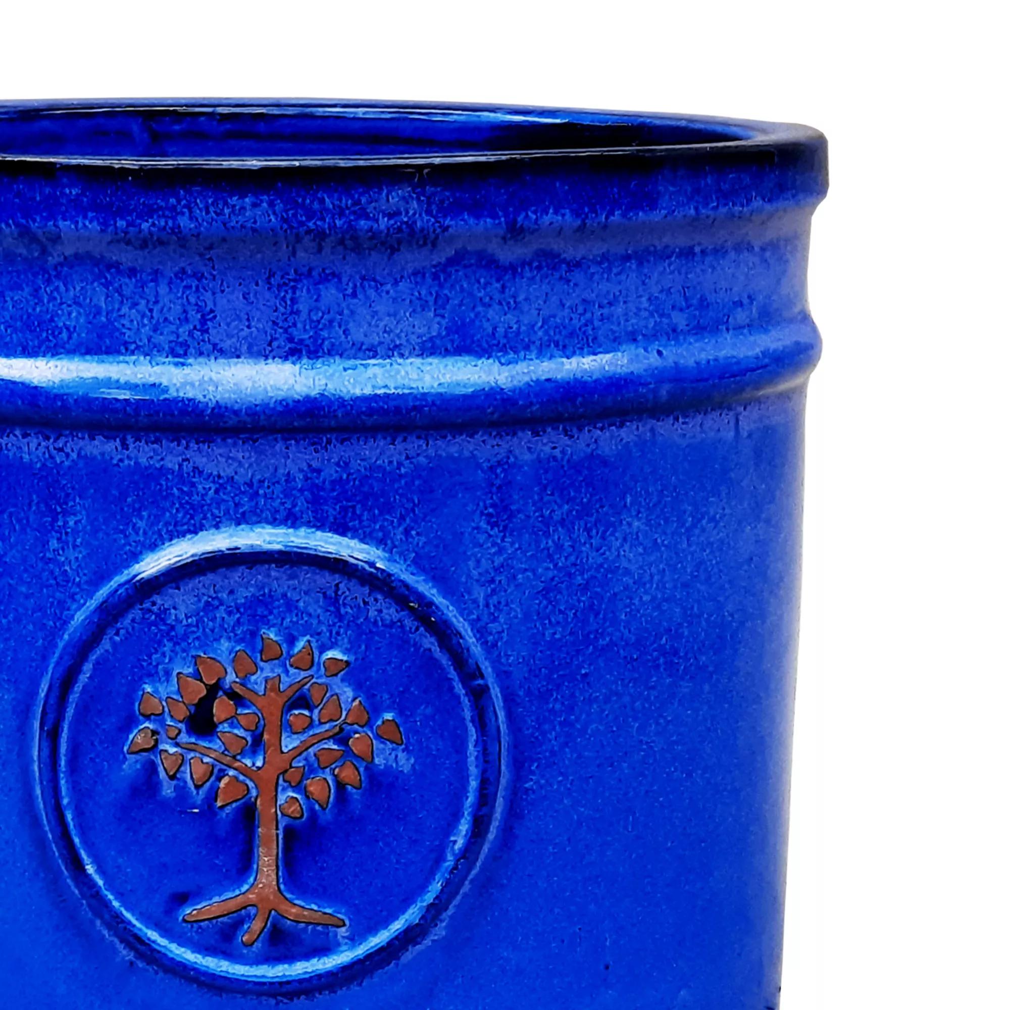 Verve Barcău Blue Ceramic Round Plant Pot (Dia)38cm 2 Verve Barcău Blue Ceramic Round Plant Pot (Dia)38cm - Image 2